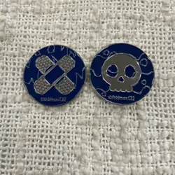 Pokemon Card Metal Blue & Silver Poison Burn Marker Coins Set of 2 - Image 1
