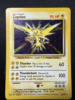 Pokemon TCG Zapdos Holo Rare Card 16/102 Base Set Unlimited LP/MP - Image 1