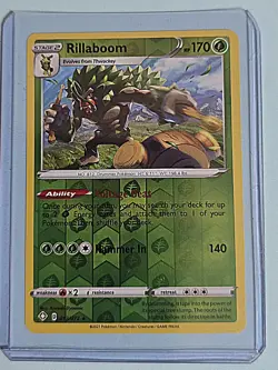 2021 Rillaboom 13/72 - Reverse Holo Rare - Shining Fates - NM Pokemon TCG - Image 1