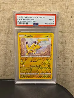 Pokemon TCG Pikachu Rev Foil Burning Shadow 40/147 Reverse Holo PSA 9 - Image 1
