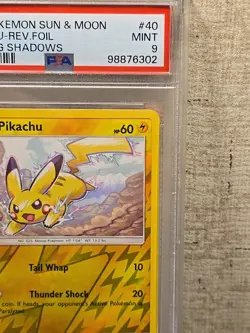 Pokemon TCG Pikachu Rev Foil Burning Shadow 40/147 Reverse Holo PSA 9 - Image 3