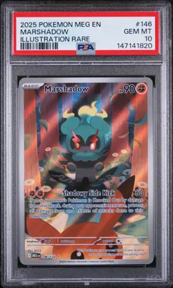 2025 POKEMON MEG EN-MEGA EVOLUTION ILLUSTRATION RARE #146 MARSHADOW PSA 10 - Image 1
