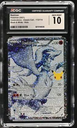 RESHIRAM Celebrations Black & White Holo #113 CGC 10 Pokemon - Image 1