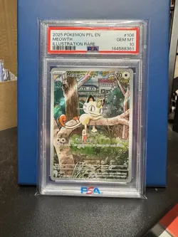 2025 Pokemon Phantasmal Flames Meowth Illustration Rare PSA 10 - Image 1