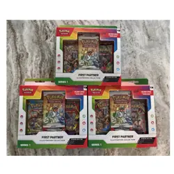 Pokemon TCG First Partner Illustration Collection Series 1 Promo 3 Box Lot - Image 1