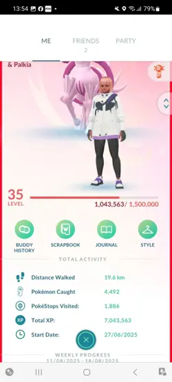 Pokemon Go (Stage 35) Shiny Legendary Palkia ( Spacial rend ) ( 18 Legendarys ) - Image 1