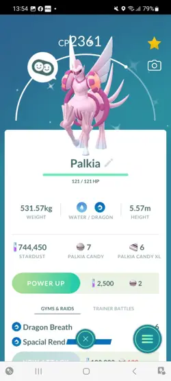 Pokemon Go (Stage 35) Shiny Legendary Palkia ( Spacial rend ) ( 18 Legendarys ) - Image 2
