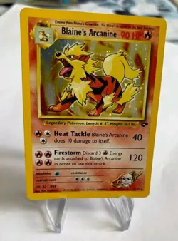 Blaine's Arcanine 1/132 Holo Rare Pokemon 2000 Gym Challenge LP - Image 1