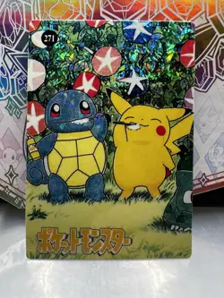 Pokemon Pocket Monsters Vending Prism Sticker #271 Squirttle & Pikachu - Image 1