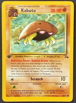 Pokemon TCG KABUTO Fossil 1st Edition Card 50/62 + (17) FREE Cards - See Pics - Image 1