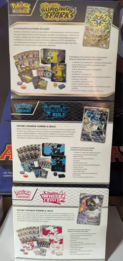 3 sealed pokemon center etbs (surging sparks, black bolt, white flare) - Image 2