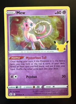 Mew 011/025 Celebrations: 25th Anniversary Collection Holo Rare Card Pokemon TCG - Image 1