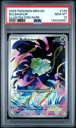 2025 POKEMON MEG EN-MEGA EVOLUTION ILLUSTRATION RARE #133 BULBASAUR PSA 10 - Image 1