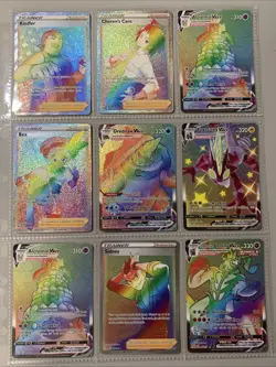 Pokemon TCG Rainbow Holo Secret Rare Binder Page Lot of 9 Cards - NM - Image 1