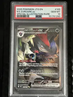 N's Zoroark ex SV9: Journey Together Pokemon SIR 185/159 PSA 10 GEM MINT Holo - Image 1