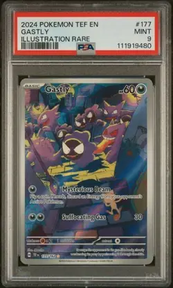 PSA 9 - 2023 Pokemon Temporal Forces Gastly #177 - Illustration Rare - Image 1