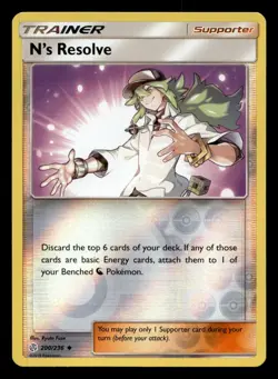 N's Resolve 200/236 Uncommon Cosmic Eclipse Reverse Holo Pokemon NM - Image 1