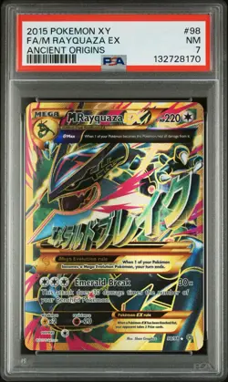 2015 POKEMON XY ANCIENT ORIGINS #98 FULL ART/M RAYQUAZA EX PSA 7 - Image 1