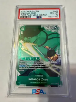 One Piece TCG Roronoa Zoro (WINNER Pack 2025 Vol. 3) EB02-019 PSA 10 - Image 1