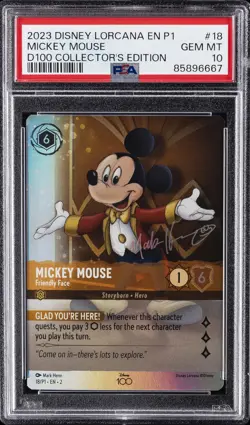 2023 DISNEY LORCANA EN P1-PROMO #18 MICKEY MOUSE - FRIENDLY FACE PSA 10 - Image 1