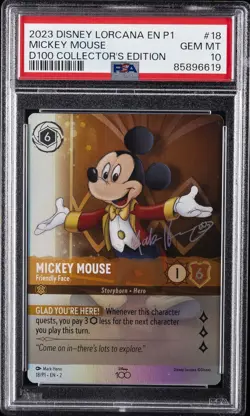 2023 DISNEY LORCANA EN P1-PROMO #18 MICKEY MOUSE - FRIENDLY FACE PSA 10 - Image 1
