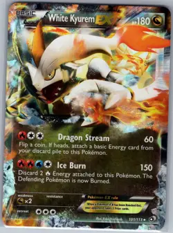 White Kyurem EX 103/149 Boundaries Crossed Pokemon Card - NM - Image 1