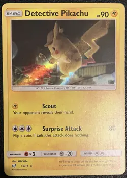 Pokemon TCG Card Detective Pikachu 10/18 Holo Rare 2019 MPC Film LP As Shown - Image 1
