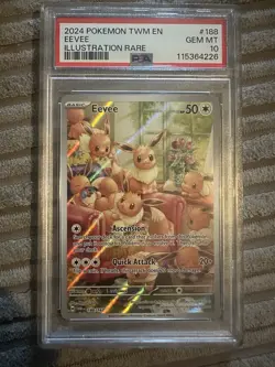 Pokemon Eevee 2024 Illustration Rare 188/167, Twilight Masquerade, PSA 10 - Image 1