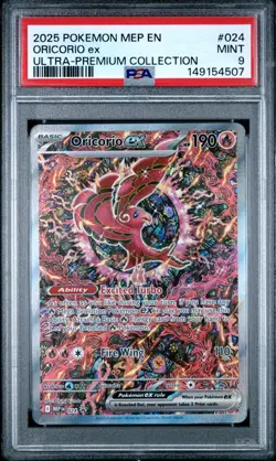 2025 Pokemon MEP Black Star Promo ORICORIO EX #24 Ultra Premium PSA 9 Mint - Image 1