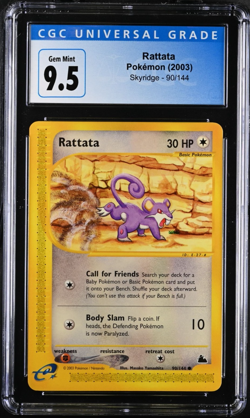 2003 CGC 9.5 Gem Mint Graded Pokemon Rattata 90/144 Skyridge - Image 1