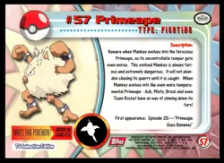Pokemon TCG #57 Primeape Topps Series 1 - Image 2
