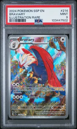 Pokemon TCG Braviary Illustration Rare Card 214/191 Surging Sparks PSA 9 - Image 1