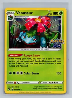 Venusaur Normal Holo Rare Pokemon GO PGO Grass 003/078 Pokemon Card TCG - Image 1