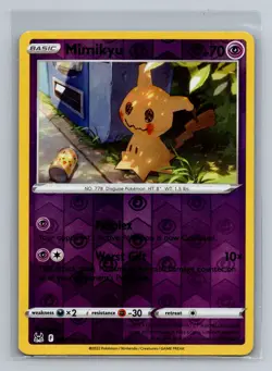 Mimikyu Reverse Holo Rare SWSH11: Lost Origin SWSH11 Psychic 080/196 Pokemon Car - Image 1