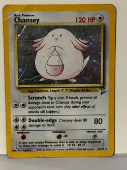 Chansey 003/130 Holo Base Set 2 HP/DMG Pokemon Fast Shipping - Image 1