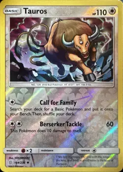 Tauros 164/236 Uncommon Unified Minds Pokemon Reverse Holo Near Mint - Image 1