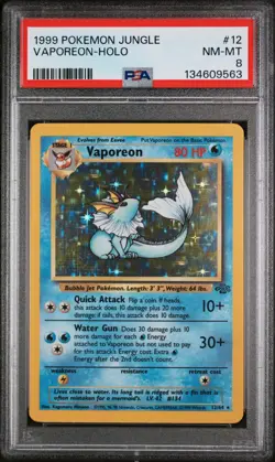 1999 POKEMON JUNGLE #12 VAPOREON-HOLO PSA 8 - Image 1