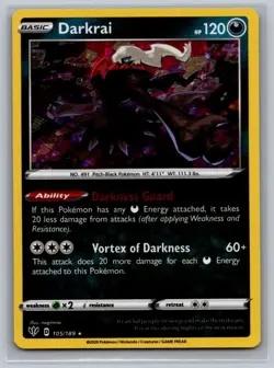 Darkrai 105/189 Holo Rare Darkness Ablaze Pokemon Holo Near Mint - Image 1