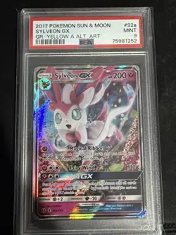 2017 POKEMON SUN & MOON GUARDIANS RISING YELLOW A ALTERNATE ART SYLVEON GX PSA 9 - Image 2