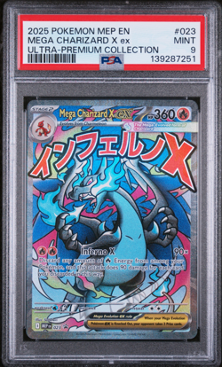 PSA 9 POKEMON MEP EN-ME BLACK STAR PROMO 023 MEGA CHARIZARD X ex ULTRA-PREMIUM - Image 1