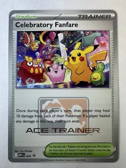 Pokemon TCG Celebratory Fanfare Trainer Stadium ME Promo 028 Foil English 2025 - Image 1
