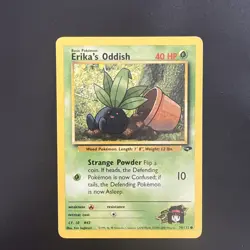 Erika's Oddish Gym Challenge 70/132 Vintage WOTC Pokemon TCG Card (damaged)￼ - Image 1