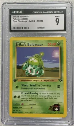 CGC 9 MINT Erika's Bulbasaur Gym Challenge 1st Edition 39/132 Pokemon Card - Image 1