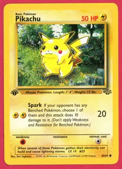 Pikachu 1st Edition Pokemon Card TCG 60/64 Jungle WOTC Common NM/LP - Image 1