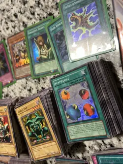 YU-GI-OH! RANDOM LOT OF CARDS- FIRST EDITIONS/ VINTAGE AND MODERN PLUS TIN BOX - Image 2