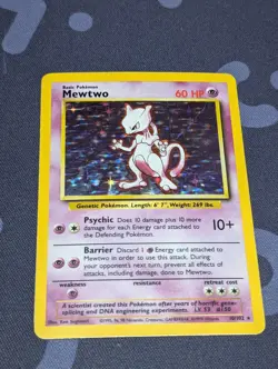 Pokemon TCG Mewtwo Holo Rare Card Base Set 10/102 Rare Vintage 1999 - Image 1