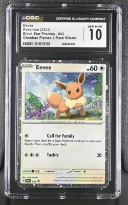 CGC 10 GEM MINT Eevee SVP043 3-Pack Blister COSMOS HOLO PROMO Pokemon Card - Image 1