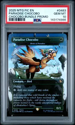 2025 MTG FINAL FANTASY COMMANDER CHOCOBO BUNDLE PROMO PARADISE CHOCOBO PSA 10 - Image 1