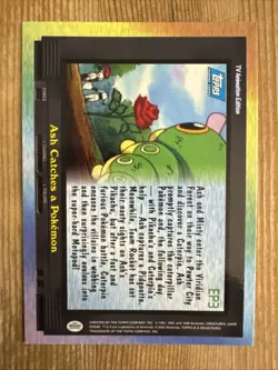 TV Animation Blue Logo EP3 Ash Catches a Pokemon Topps NM - Image 2