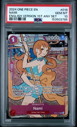 2024 One Piece English Version 1st Anniversary Set #016 Nami PSA10 - Image 1